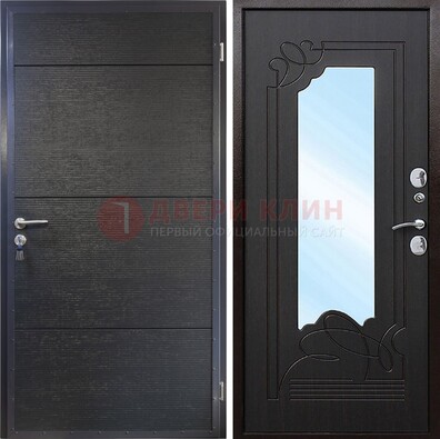 Темная Железная дверь c виноритом и МДФ с зеркалом ДЗ-119 в Ступино