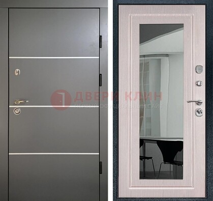 Черная металлическая дверь с зеркалом ДЗ-12 в Ступино
