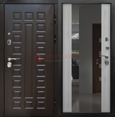 Коричневая металлическая дверь с зеркалом ДЗ-22 в Ступино