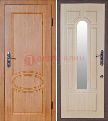 Светлая железная дверь с зеркалом ДЗ-24 в Ступино