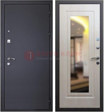 Черная металлическая дверь с зеркалом ДЗ-26 в Ступино