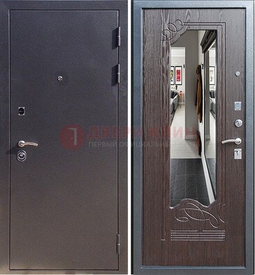 Черная входная дверь с зеркалом МДФ внутри ДЗ-29 в Ступино