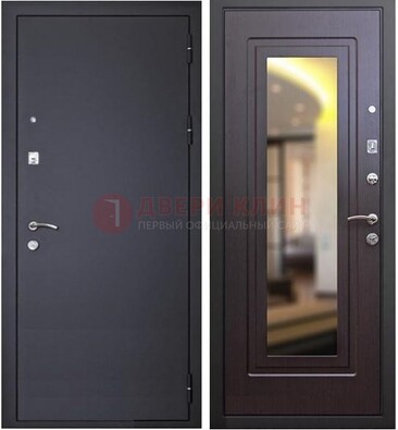Черная железная дверь с зеркалом ДЗ-30 в Ступино