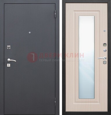 Черная входная дверь с зеркалом МДФ внутри ДЗ-31 в Ступино