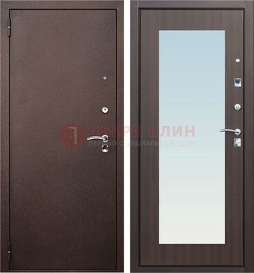 Коричневая входная дверь с зеркалом МДФ внутри ДЗ-40 в Ступино