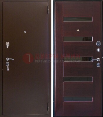 Темная железная дверь с зеркалом ДЗ-42 в Ступино