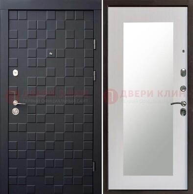 Черная стальная дверь МДФ и зеркалом ДЗ-50 в Ступино