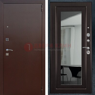 Металлическая дверь с порошковым напылением с МДФ и зеркалом ДЗ-61 в Ступино