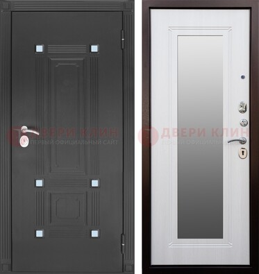 Стальная черная дверь МДФ с зеркалом ДЗ-76 в Ступино