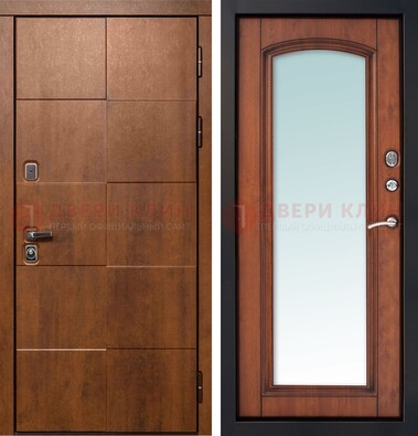 Белая филенчатая дверь с фрезерованной МДФ и зеркалом ДЗ-81 в Ступино
