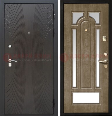 Темная металлическая дверь МДФ с различными зеркальными вставками внутри ДЗ-82 в Ступино