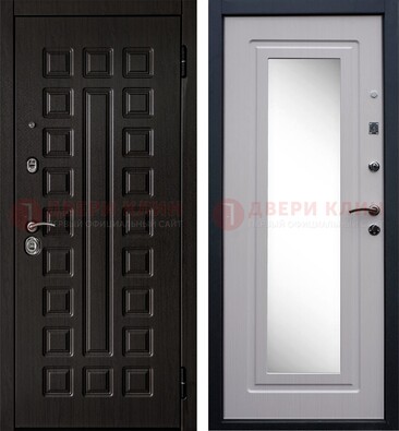 Черная филенчатая металлическая дверь МДФ с зеркалом ДЗ-83 в Ступино