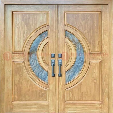 Двухстворчатая металлическая дверь с витражом ВЖ-11 в Ступино