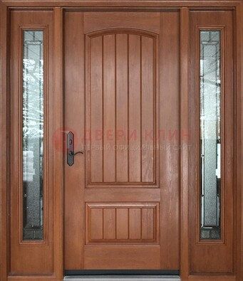 Стальная дверь с массивом дуба и витражом для дома ВЖ-17 в Ступино