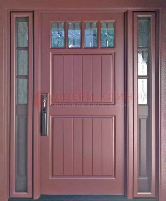 Входная дверь с массивом с фрамугами и витражом ВЖ-19 в Ступино